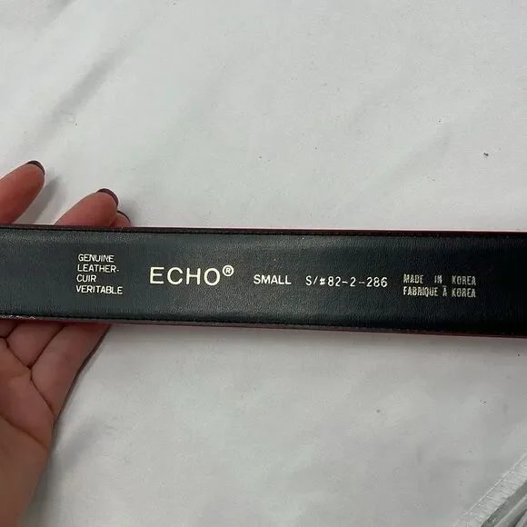 Red and White Leather ECHO Belt - Picture 3 of 5